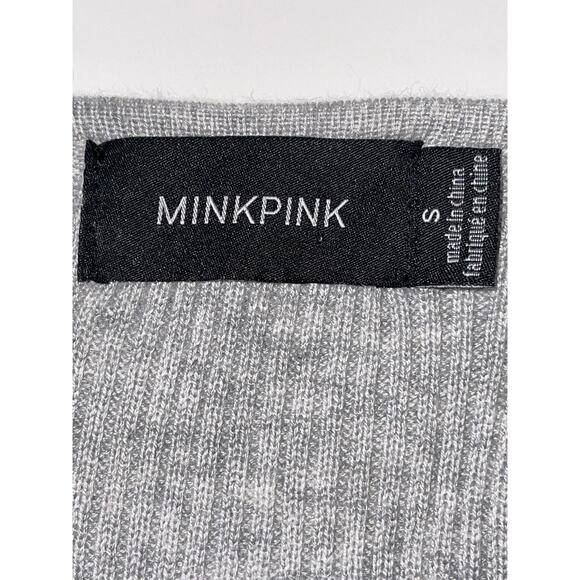 MINKPINK Sweater Duster Gray Front Tie Medium Long Sleeve - Picture 8 of 8